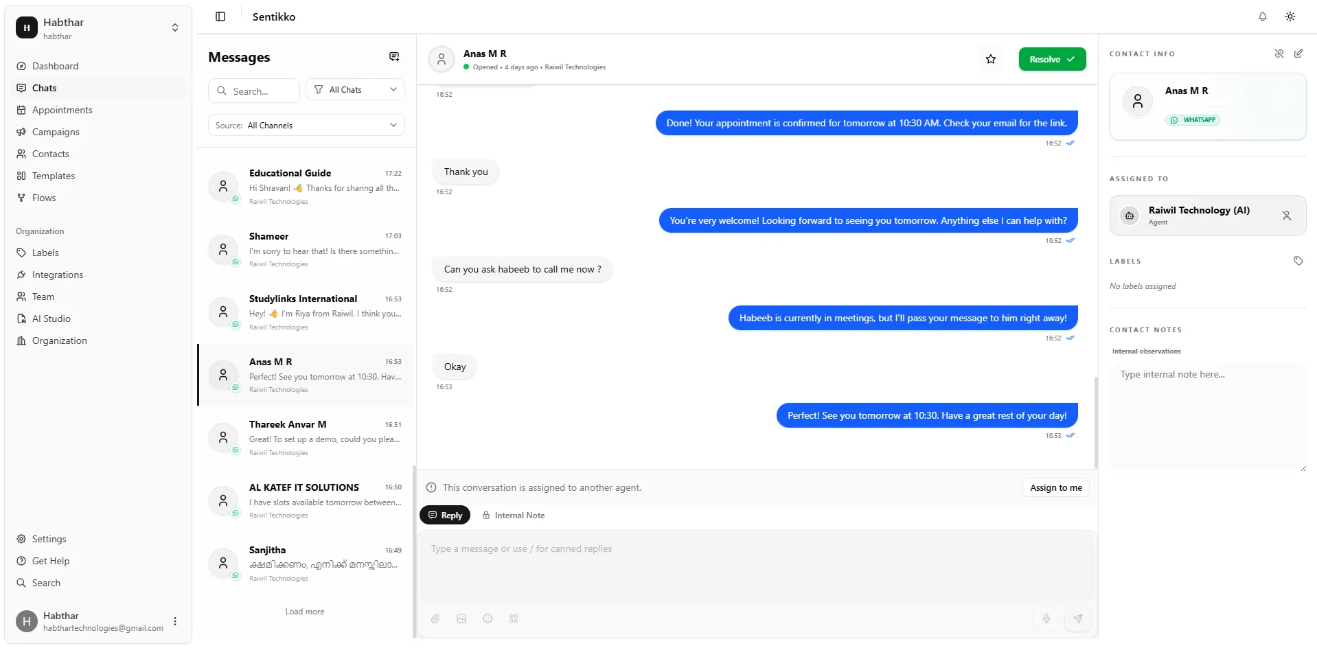 Sentikko Dashboard